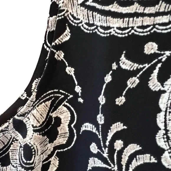 NY Artisan sleeveless dress floral paisley black white size 8 - Picture 3 of 10